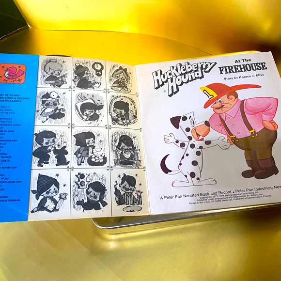 HUCKLEBERRY HOUND VTG 60s AT THE FIREHOUSE PETER PAN VINYL RECORD & STORYBOOK 7” - Picture 8 of 16